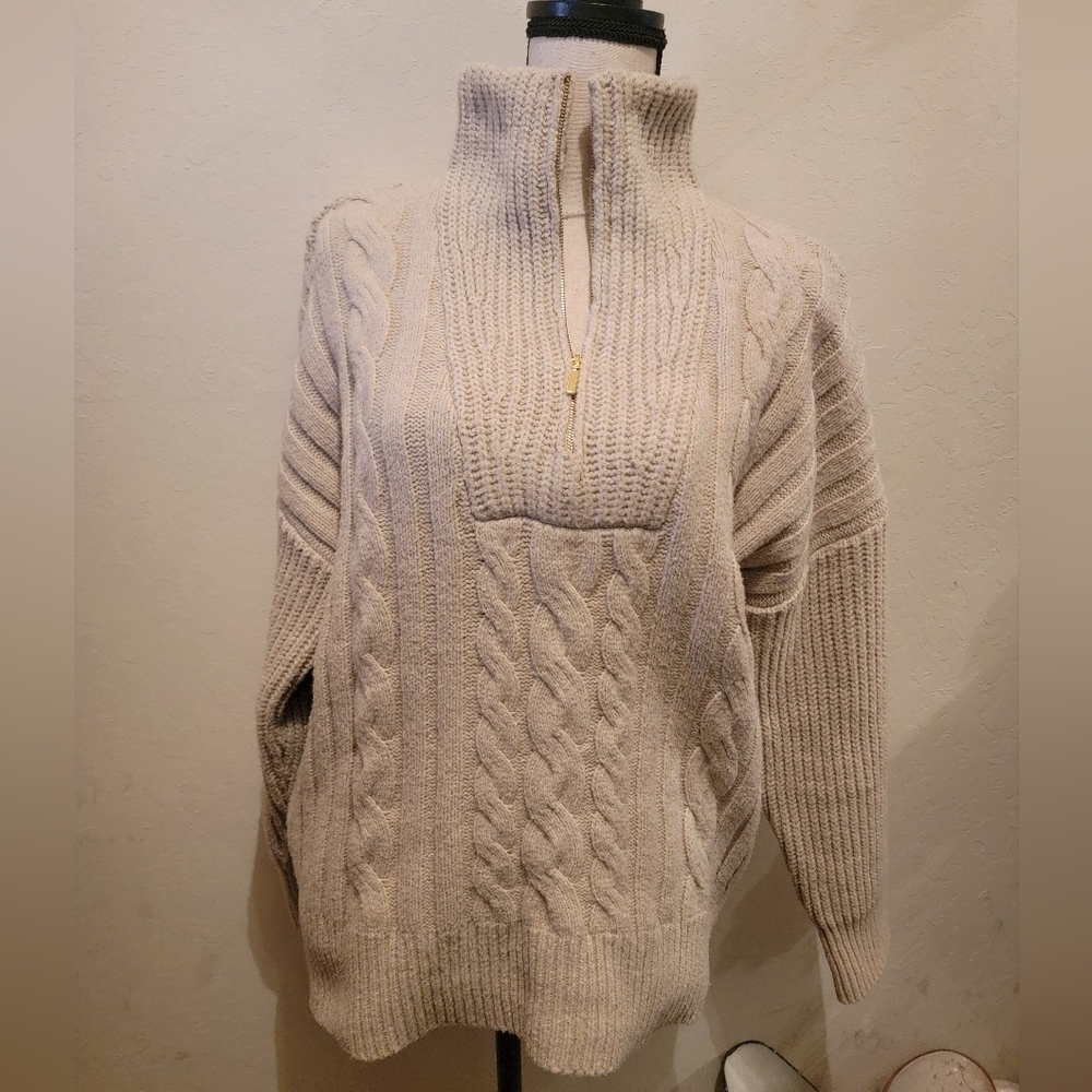 Caligraphie Beige Sweater Sz L